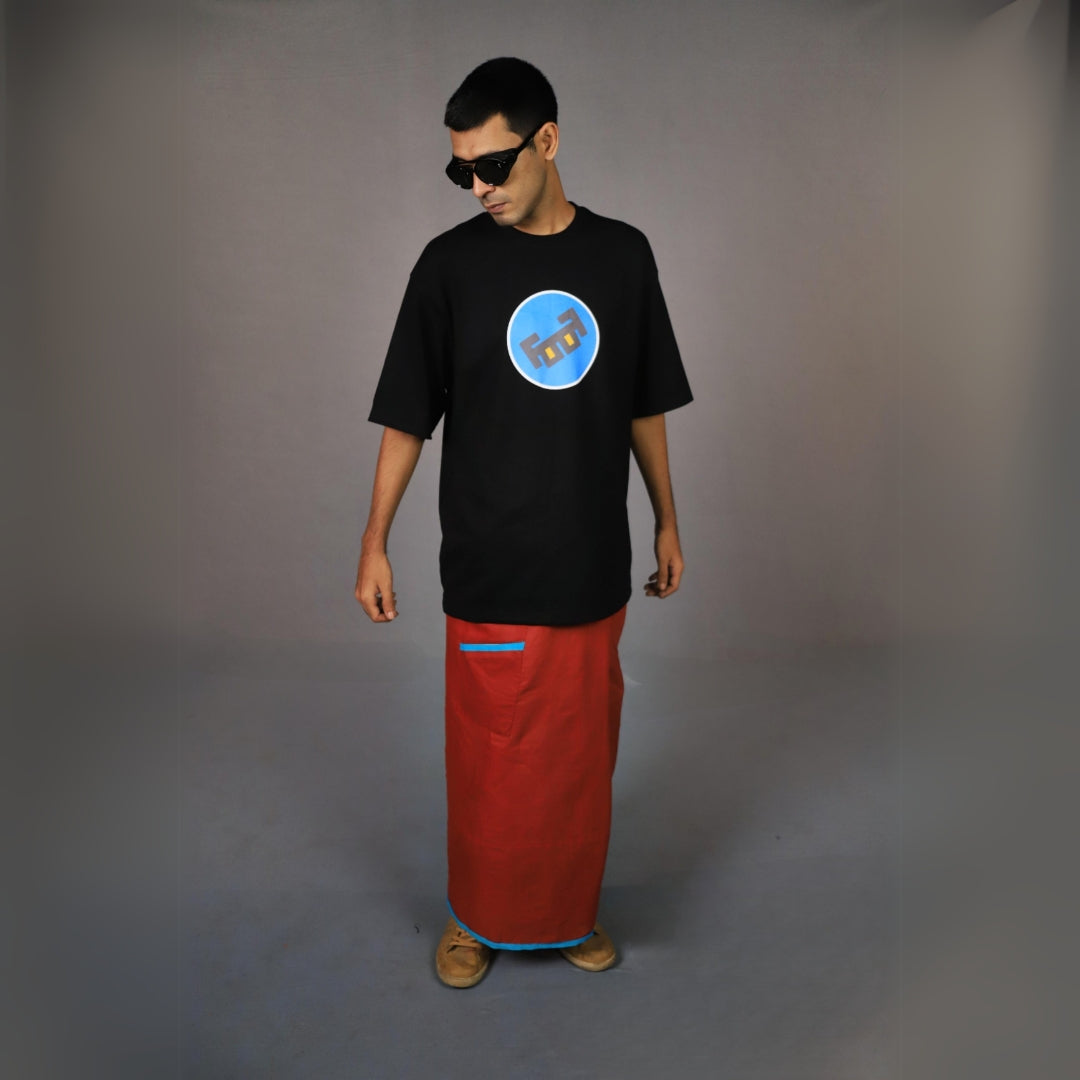 FOOF BLUE LOGO OVERSIZED COTTON T-SHIRTS