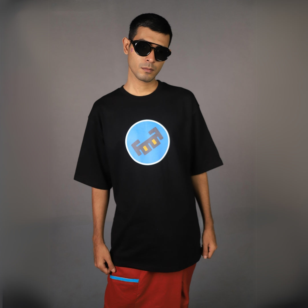 FOOF BLUE LOGO OVERSIZED COTTON T-SHIRTS