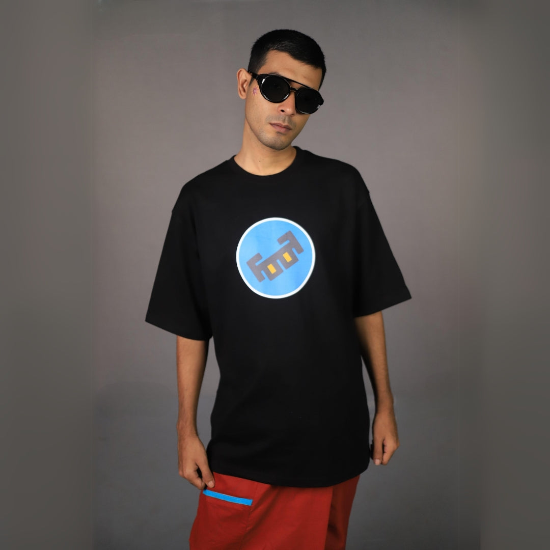 FOOF BLUE LOGO OVERSIZED COTTON T-SHIRTS