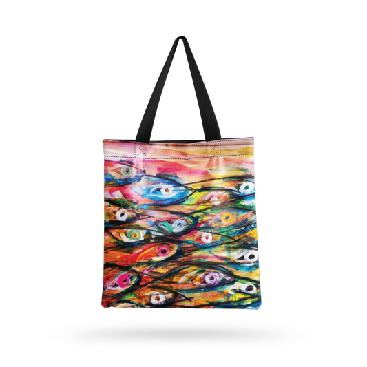 Aqua Realm all over printed  Tote Bag with zipper