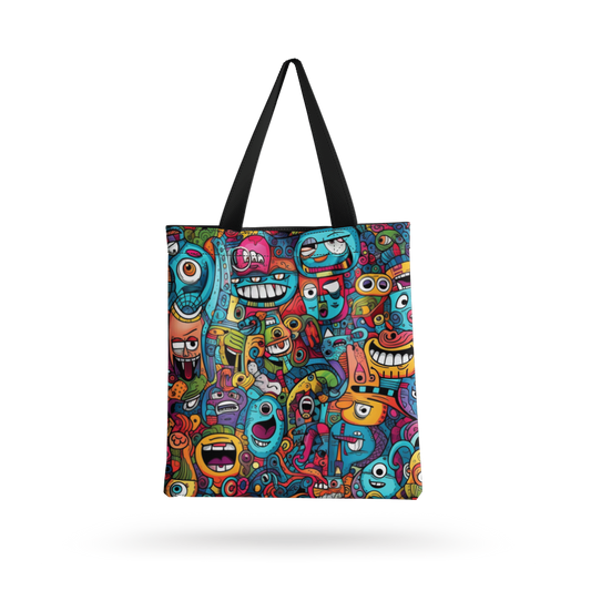 Funky Beats all over printed  Tote Bag with zipper