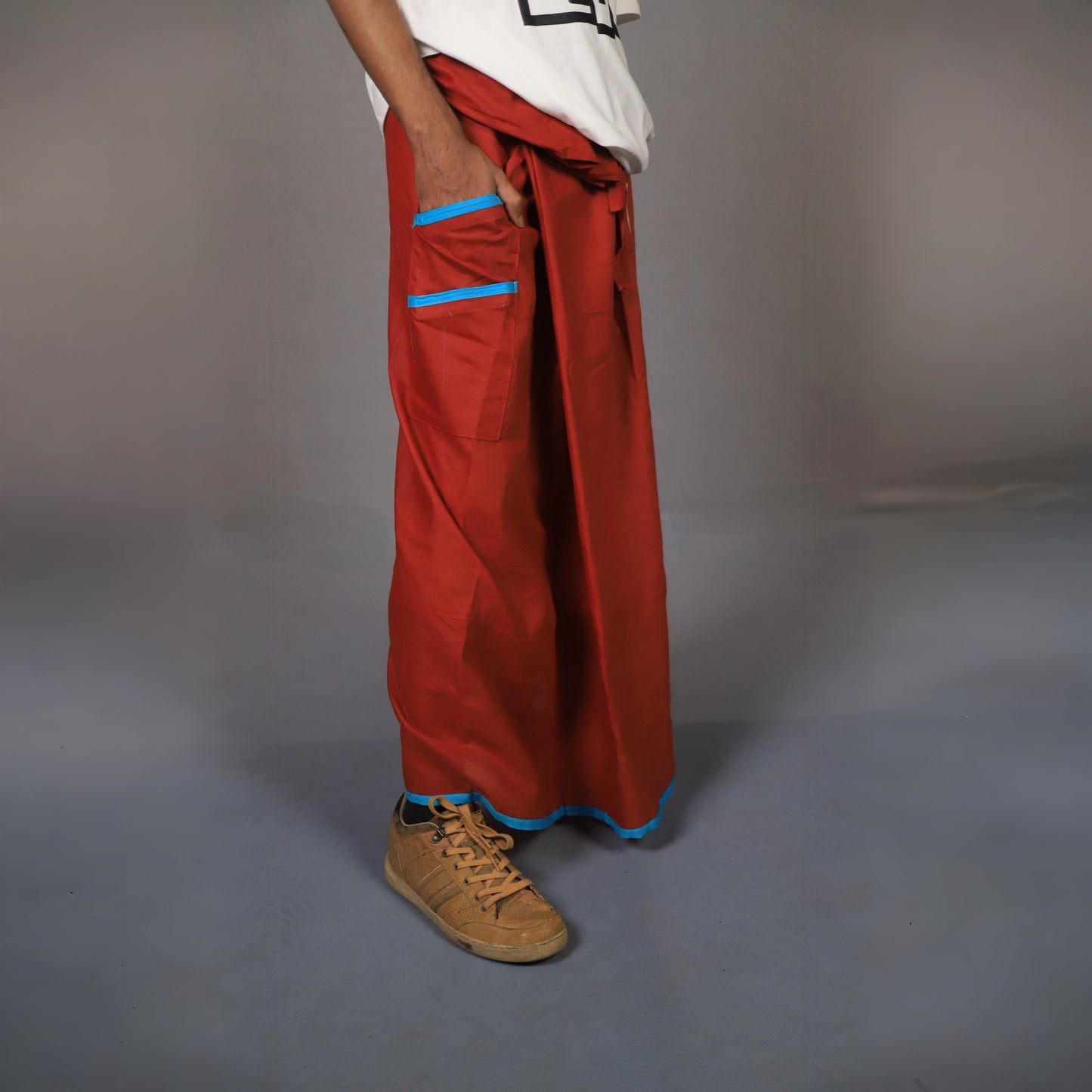 Odd Bongo Lungi RED WITH BLUE BORDER