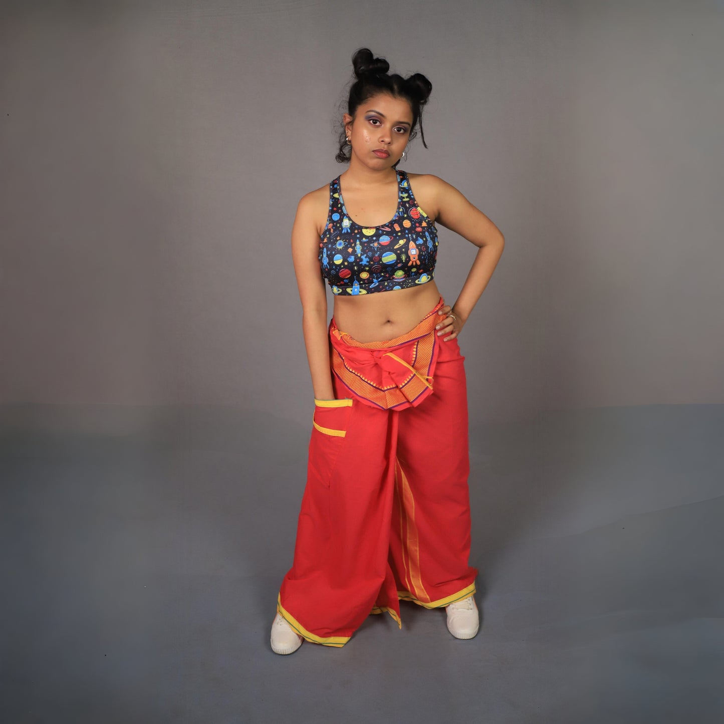 odd bongo lungi PINK WITH YELLOW BORDER