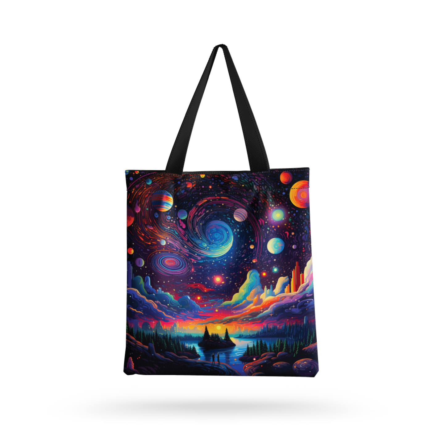 Dreamy Night all over printed Tote Bag with zipper