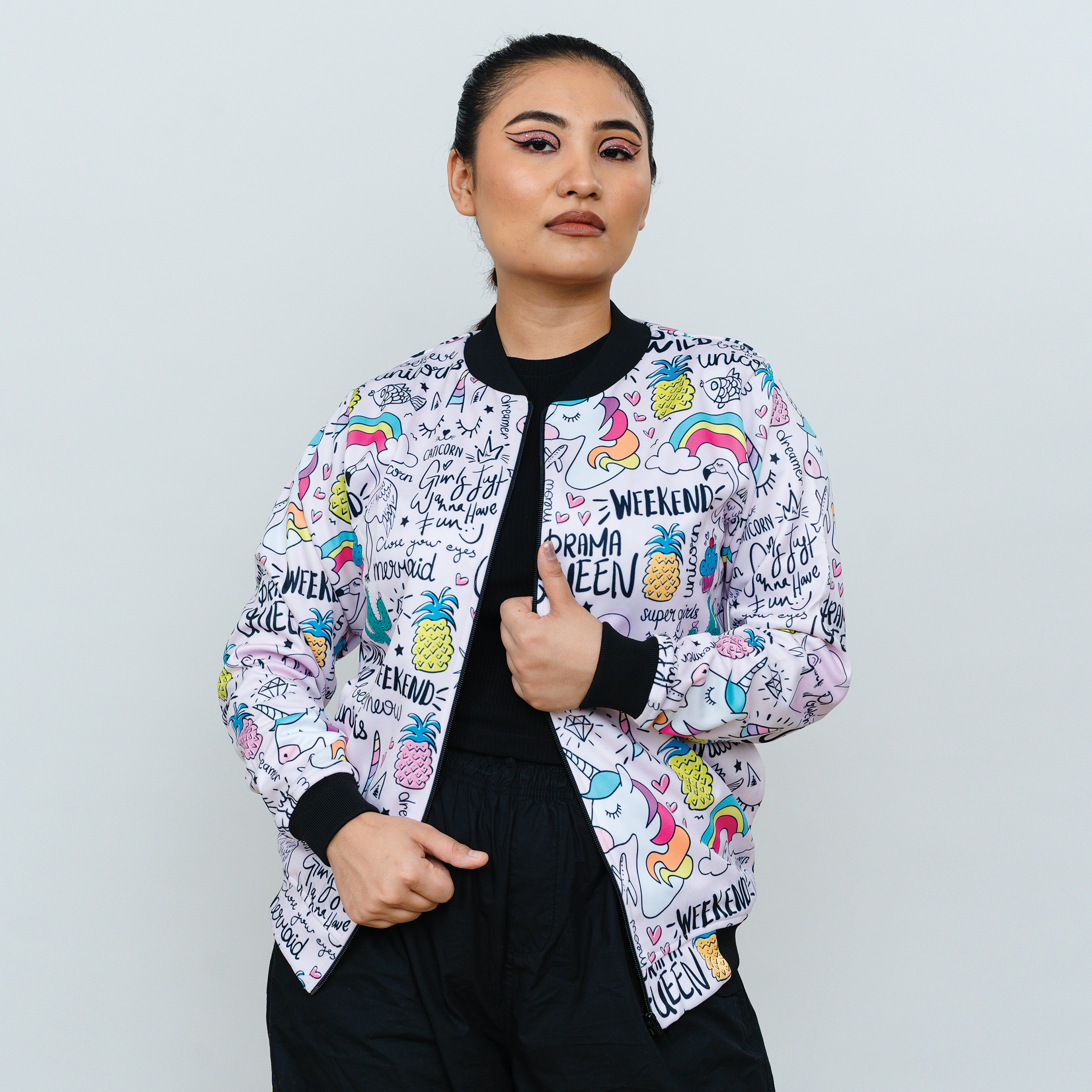 Girls unicorn bomber on sale jacket