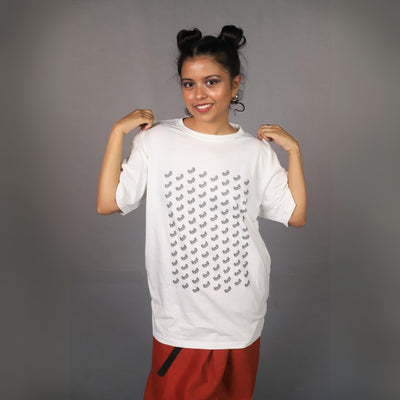 FOOF LOGO PATTERN SILVER REFLECTIVE REGULAR FIT COTTON T-SHIRTS