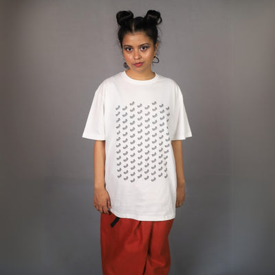 FOOF LOGO PATTERN SILVER REFLECTIVE REGULAR FIT COTTON T-SHIRTS