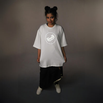 FOOF LOGO REFLECTIVE GREY OVERSIZED FRENCH TERRY COTTON T-SHIRTS