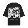 NINE LIVES TO HACK OVERSIZED FRENCH TERRY COTTON T-SHIRTS