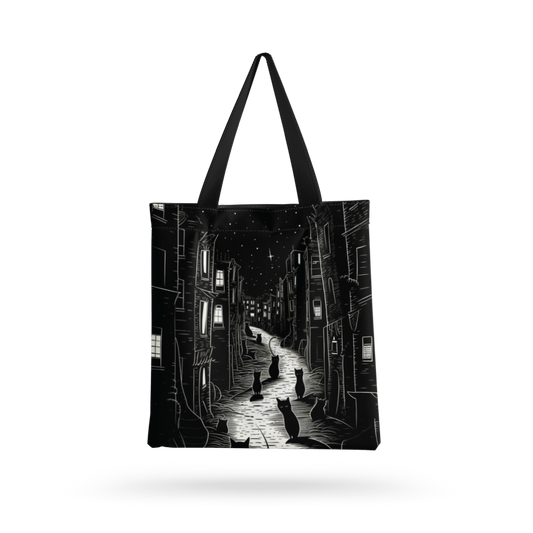 PURR-FICTION all over printed  Tote Bag with zipper