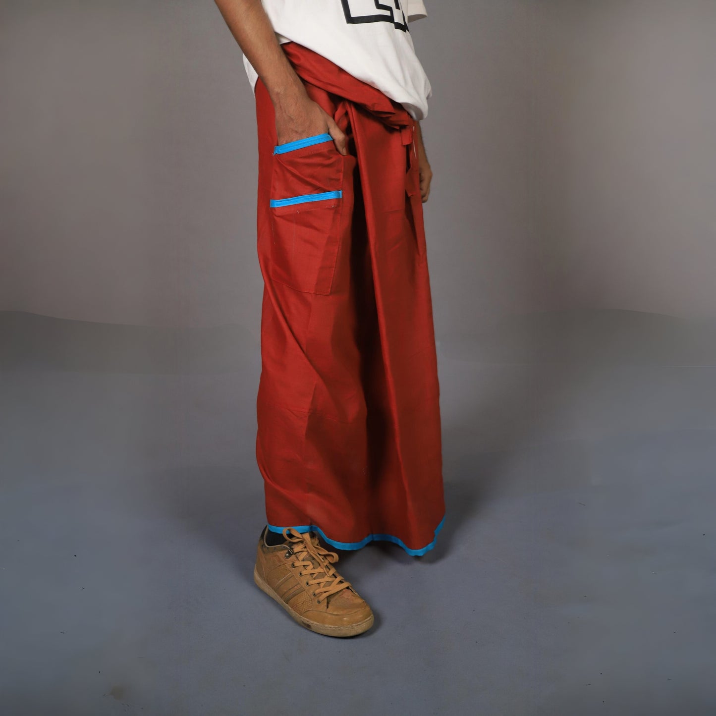 Odd Bongo Lungi RED WITH BLUE BORDER