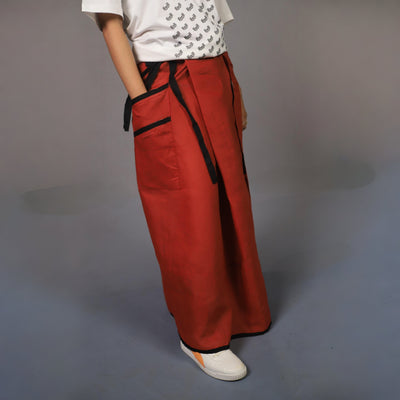 Velcro Lungi RED WITH BLACK BORDER