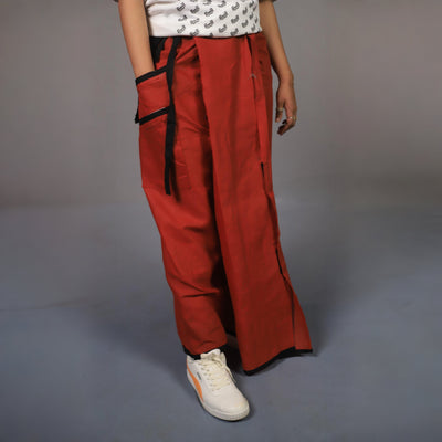 Velcro Lungi RED WITH BLACK BORDER