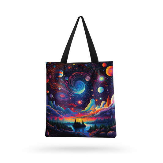 DREAMY NIGHT all over printed  Tote Bag with zipper